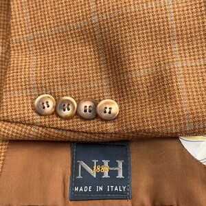 NH 1888 Italy Houndstooth Check 100% Wool Blazer 3 Button Men's Size 41R